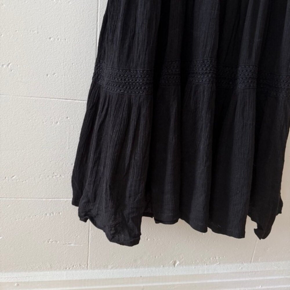 Le Chateau | Cotton & Crochet Black Boho Strappy Maxi Dress | Size Medium - Picture 3 of 9
